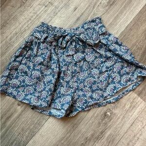 Zara High Waist Blue Floral Shorts